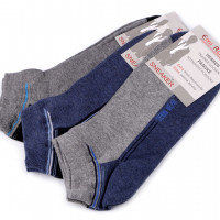 Pánské bavlněné ponožky kotníkové, 3pár, mix sivá; šedá; modrá